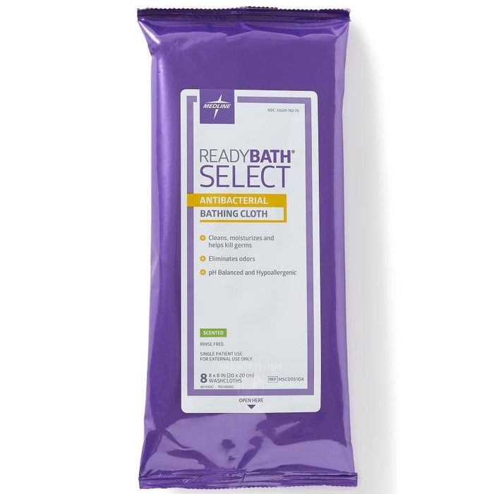 ReadyBath SELECT Medium-Weight Antibacterial Bathing Wipes Scented 8Ct