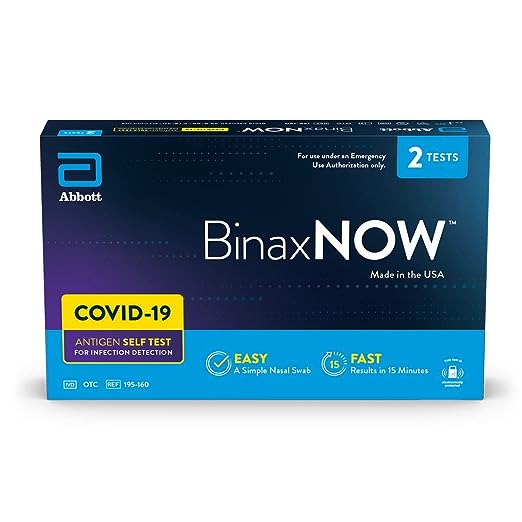 BinaxNOW Covid-19 Antigen Self Test, Non-Returnable 2 Tests