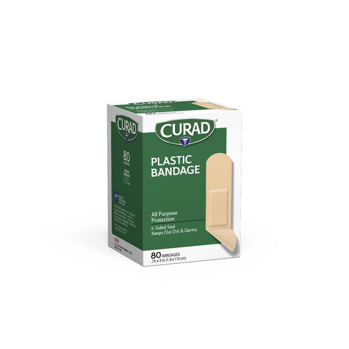 Curad® Plastic Adhesive Bandage 3/4" X 3",80CT