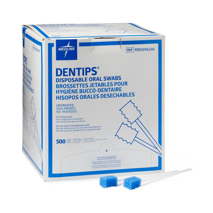 Swab Oral DenTips Untreated Blue 20 Per Pack