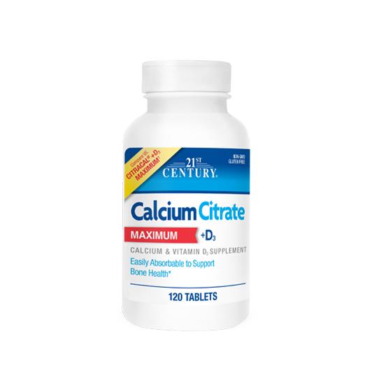 21st Century Calcium Citrate Maximum + D3 Tablets 120Ct