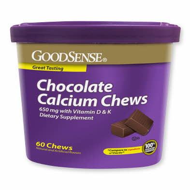 GoodSense Chocolate Calcium Chews 650mg 60Ct