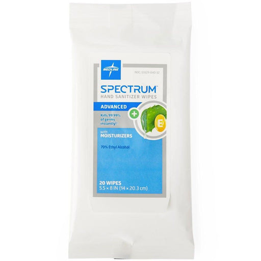 Medline Spectrum Adv Hand Sanitizer Wipes 5.5x8 20Ct