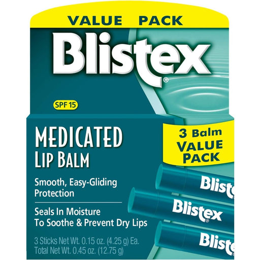 Blistex Bálsamo labial medicinal con SPF 15, 0.2 oz, 3 unidades