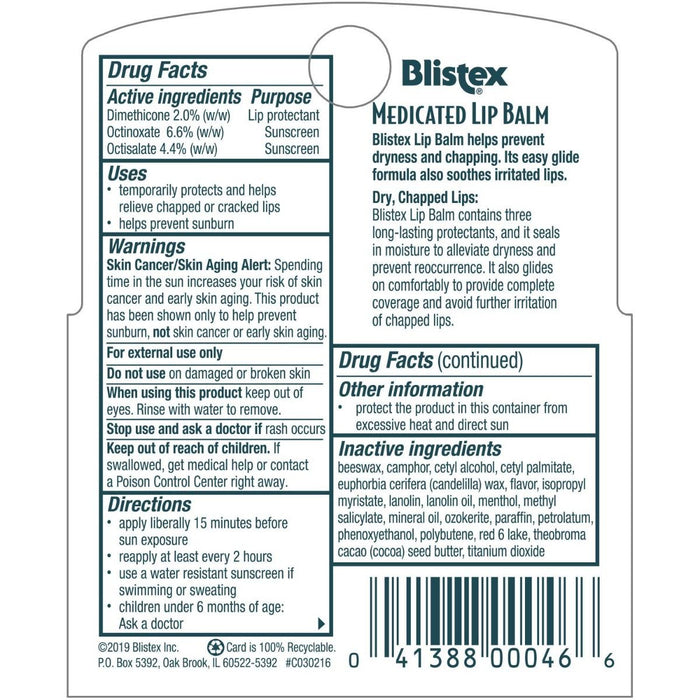 Blistex Medicated Lip Balm with SPF 15, 0.2oz, 3Ct