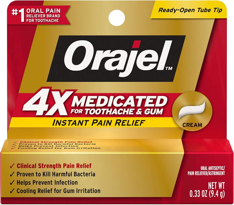 Orajel 4x Cream for Teeth and Gums, 0.33 oz.