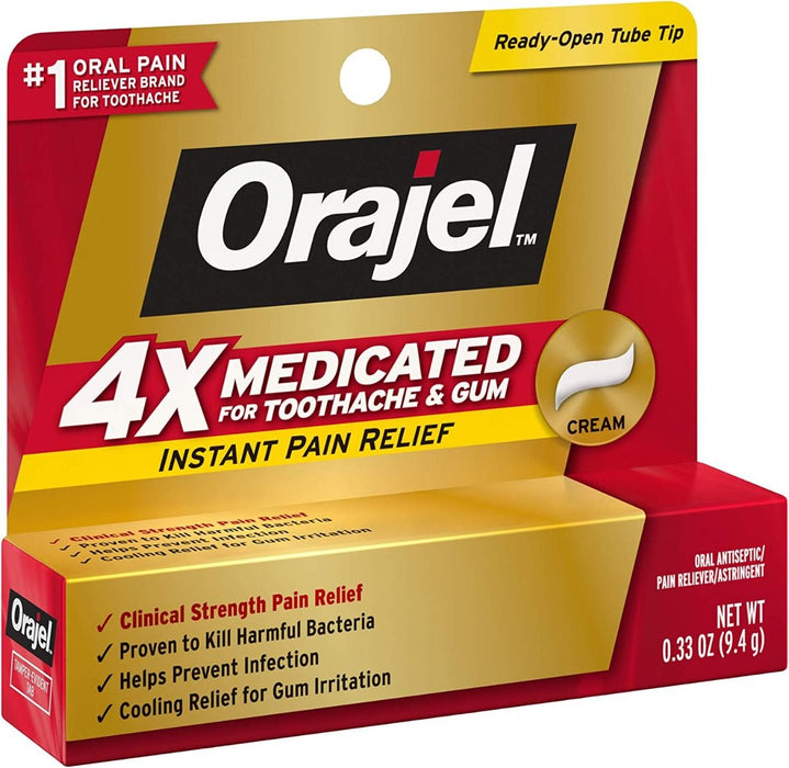 Orajel 4x Cream for Teeth and Gums, 0.33 oz.