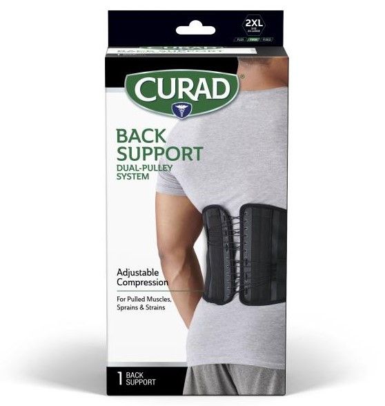 CURAD Soportes de espalda con sistema de doble polea Negro 1Ct 