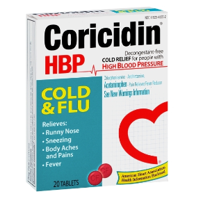 Coricidin Hbp Cold and Flu Relief Tablets, 20Ct