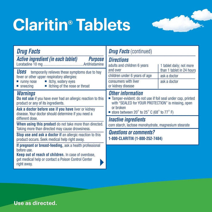 Claritin 24-Hour Antihistamine Allergy Tablets, 10 mg, 30Ct