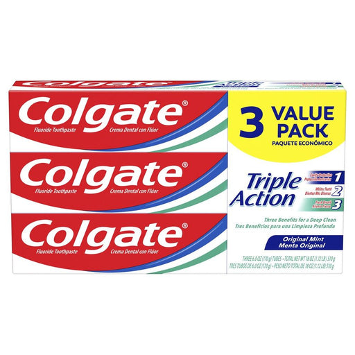 Pasta dental Colgate Triple Acción, menta, 6 oz. 3ct