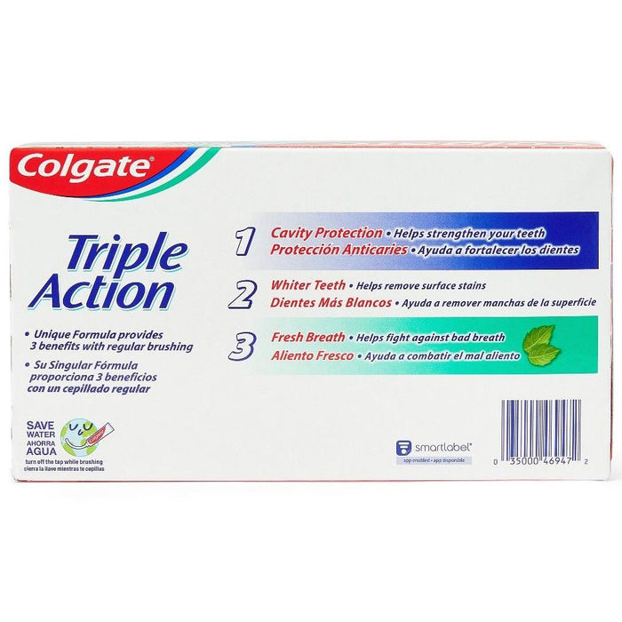 Colgate Triple Action Toothpaste, Mint, 6 oz. 3Ct