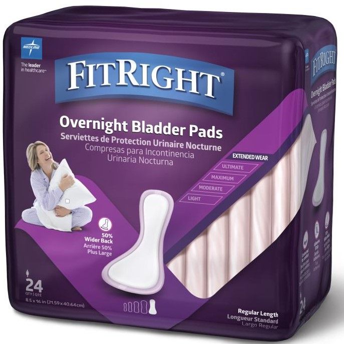 Medline FitRight Almohadilla para la vejiga 8.5x16 durante la noche 24 unidades 