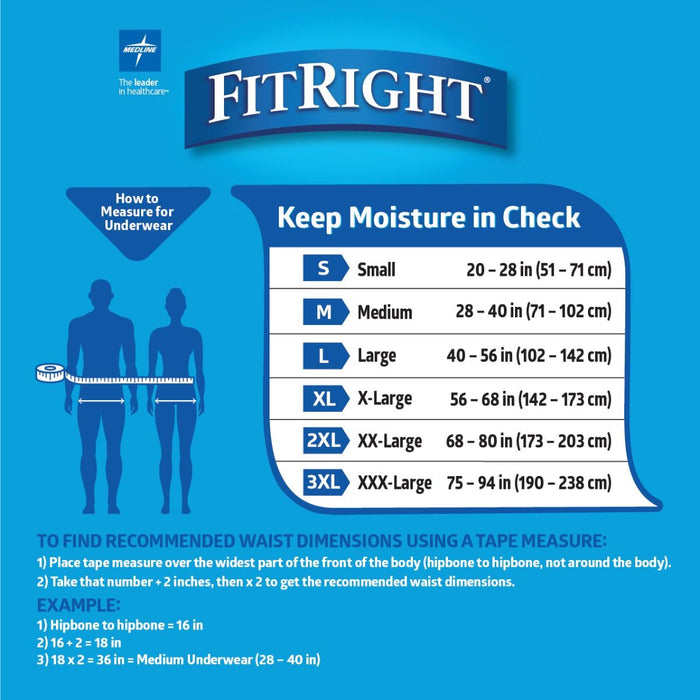 Ropa interior desechable bariátrica FitRight de Medline, 20 unidades 