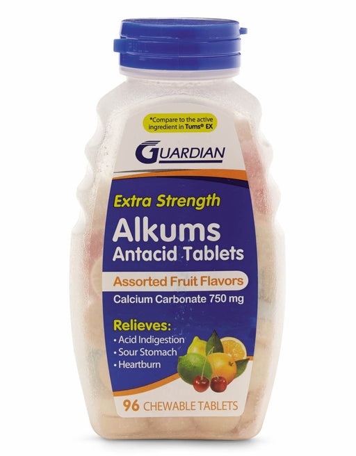 Tableta antiácida Alkum extra fuerte con sabor, 750 mg, 96 unidades 