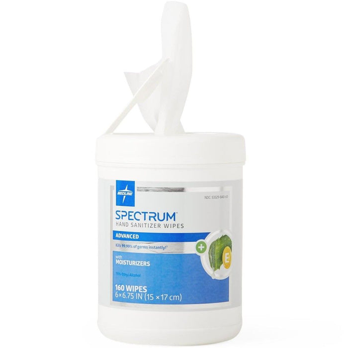 Medline Spectrum Advanced Hand Sanitizer Wipes 6x6.75 160Ct