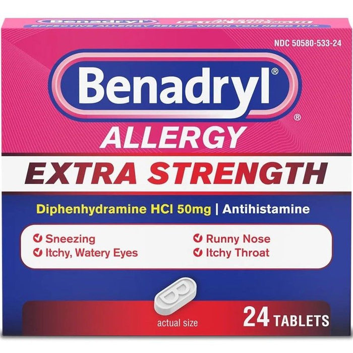 Benadryl Alivio de alergias extra fuerte 50 mg 24 unidades