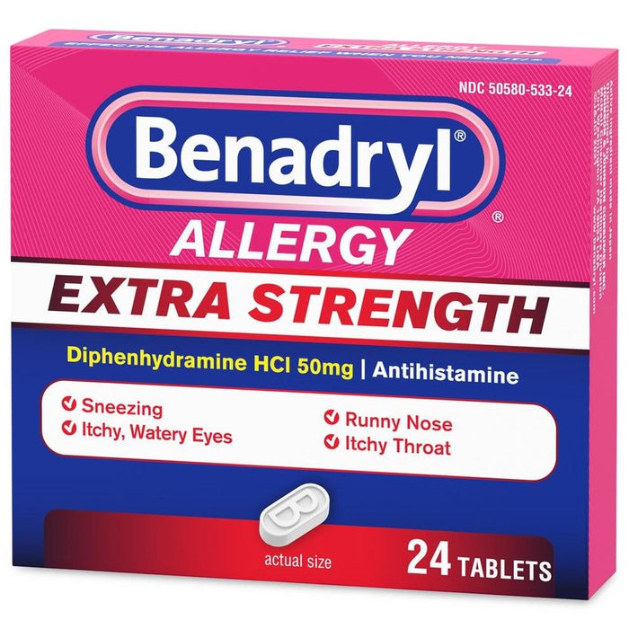 Benadryl Alivio de alergias extra fuerte 50 mg 24 unidades