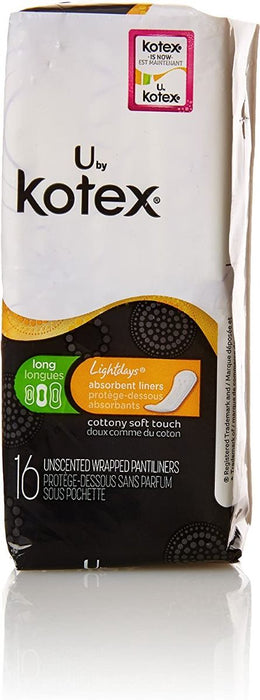 Protector de bragas U by Kotex Lightdays, largo, 16 unidades 