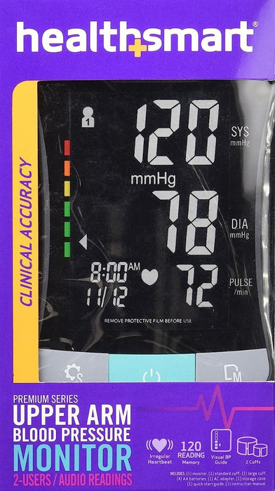 Monitor de presión arterial premium digital HealthSmart con manguito automático en la parte superior del brazo, 1 unidad