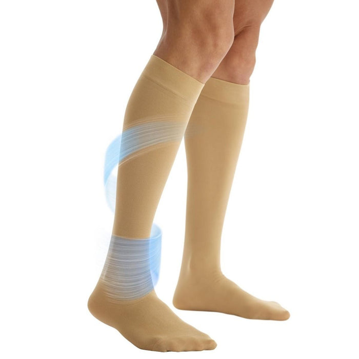 CURAD Knee Compression Hosiery 15-20mmHg Tan Reg 1Pr