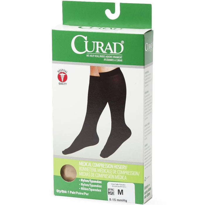 CURAD Knee Compression Hosiery 8-15mmHg Tan Regular 1Pr