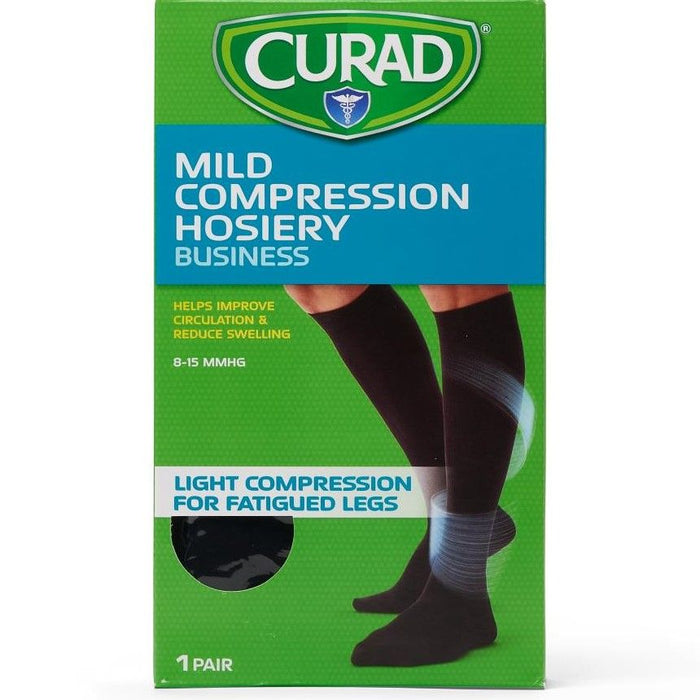 CURAD Knee Compression Dress Sock 8-15mmHg Black 1Pr