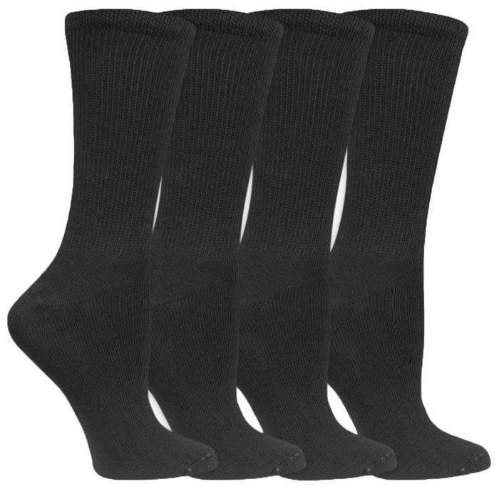 Dr. Scholl's Diabetic and Circulatory Crew Socks, Black, Size Women's M/L 4Pr