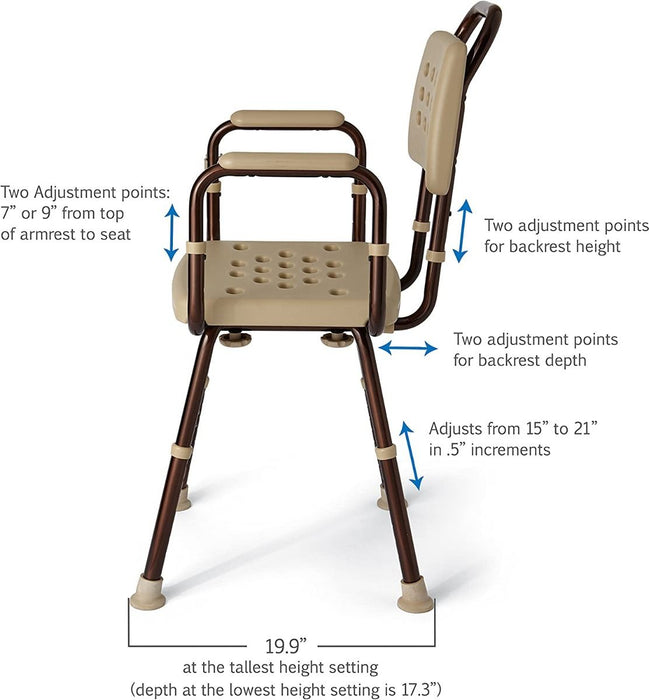 Medline Elements Silla de Ducha con Respaldo Microban 1Ct