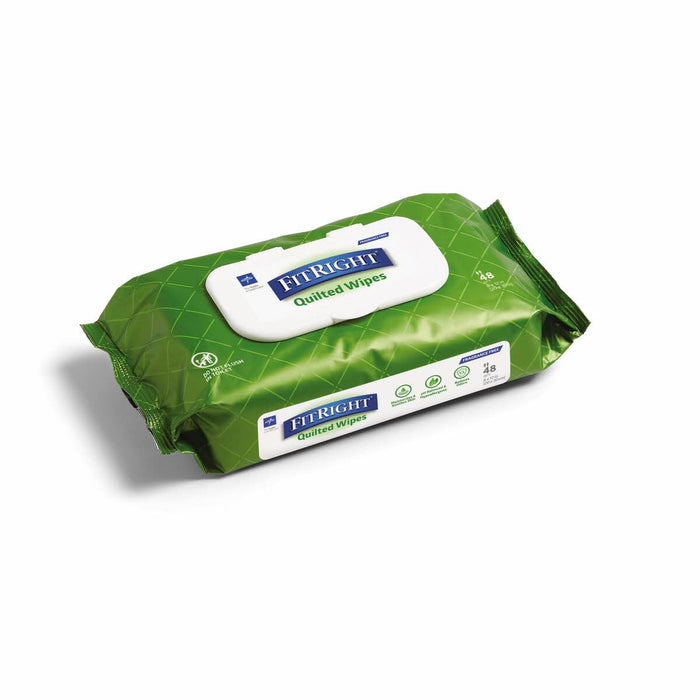 Medline FitRight Aloe Quilted Personal Wipes 48Ct