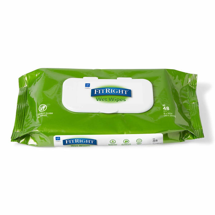 Medline FitRight Aloe Personal Wipes Scented, Soft Pack with Flip Top