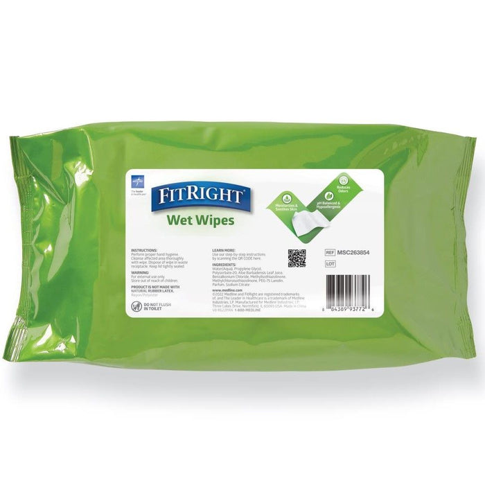 Medline FitRight Aloe Personal Wipes Scented, Soft Pack with Flip Top