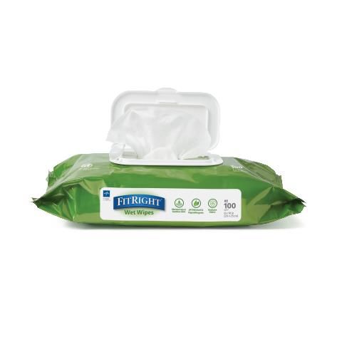 Medline FitRight Aloe Personal Wipes Scented, Soft Pack with Flip Top