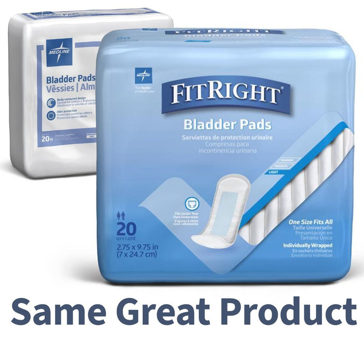 Medline Bladder Pads Light Absorbency 20Ct