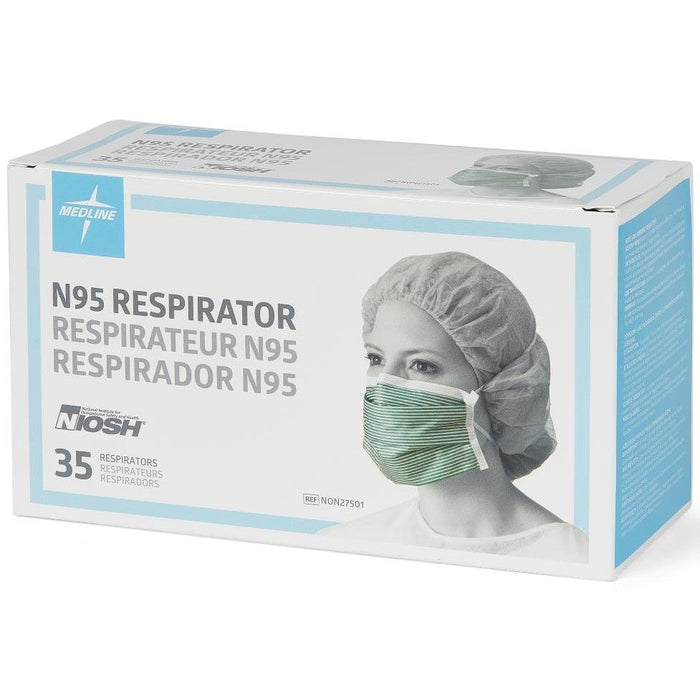 Medline N95 Flat-Fold Respirator Face Mask, Multicolor 35Ct