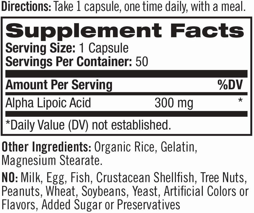 Alpha Lipoic Acid Capsules 300mg 50Ct