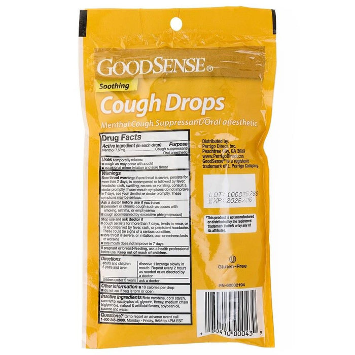 Gotas para la tos GoodSense 7,5 mg mentol miel limón 30 unidades 