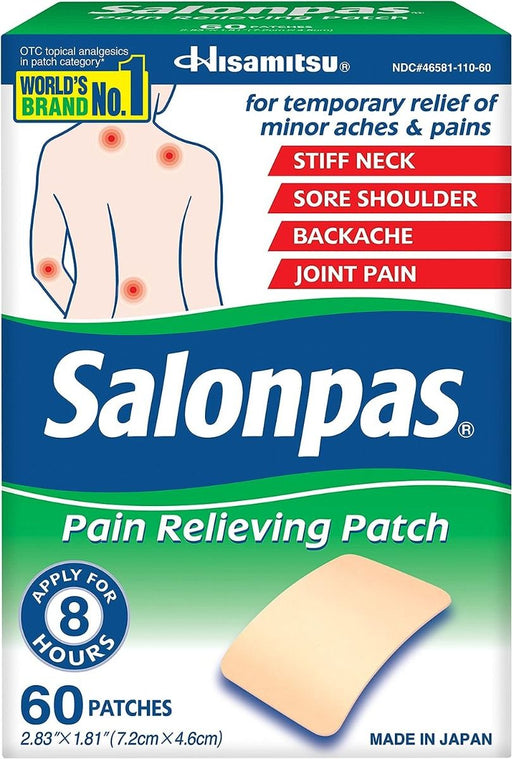 Salonpas Parche para aliviar el dolor 2.8x1.8 60Ct 