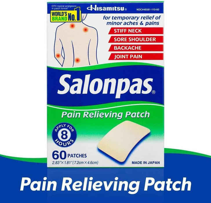 Salonpas Pain Relieving Patch 2.8x1.8 60Ct