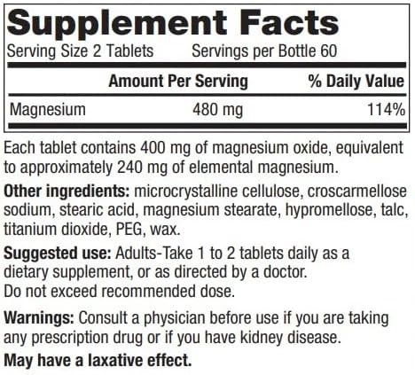 GeriCare Magnesium Oxide Tablet 400mg 120Ct