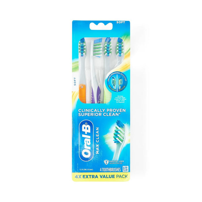 Oral-B Max Clean Soft Bristle Toothbrushes 4Ct