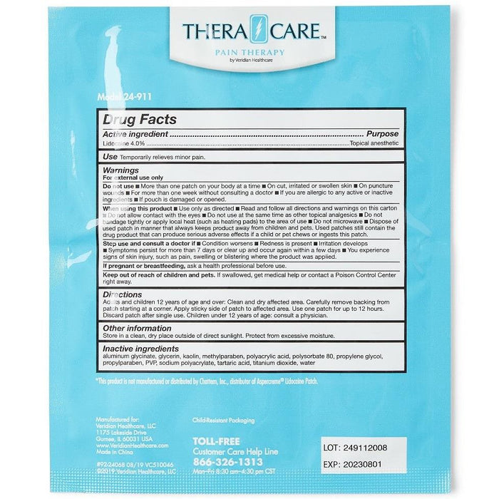 Thera Care Max Strength Pain Relief 4% Lidocaine Patch 5Ct