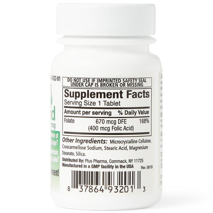 Folic Acid Supplement 400mcg, Tablet 100Ct