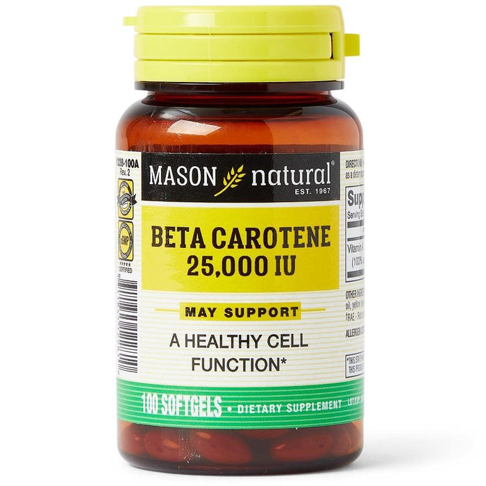 Beta Carotene 25,000 IU With Vitamin A Softgels 100Ct