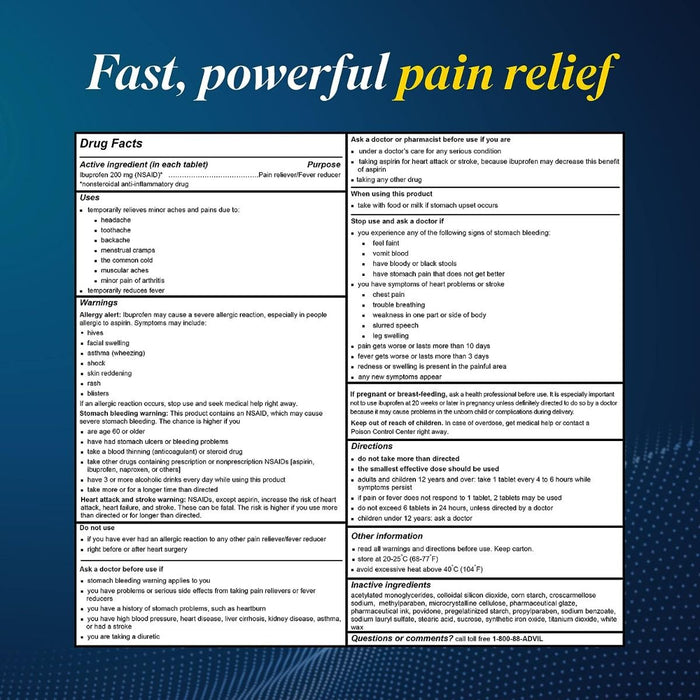 Advil Ibuprofen 200mg 100Ct