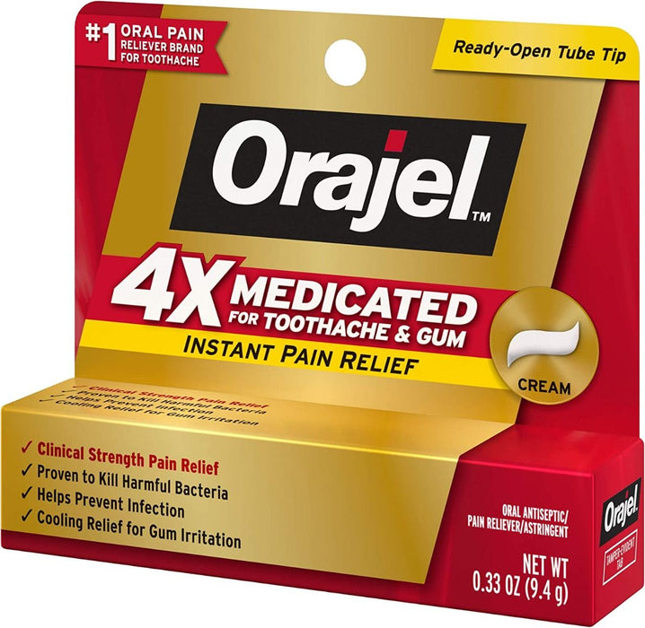 Orajel 4x Cream for Teeth and Gums, 0.33 oz.