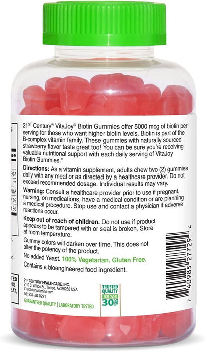 21st Century VitaJoy Biotin Gummy 2500mcg Strawberry 120Ct