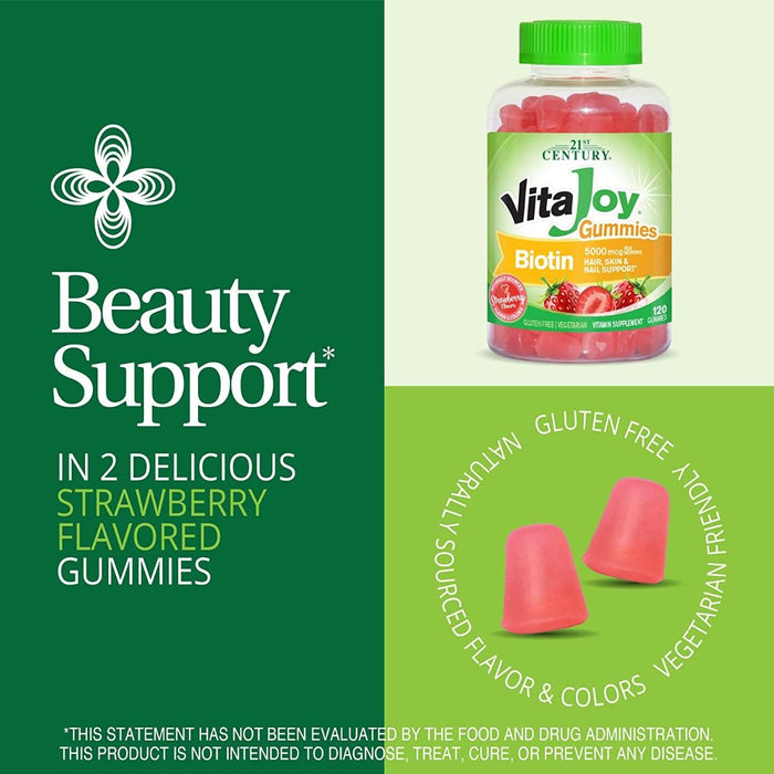 21st Century VitaJoy Biotin Gummy 2500mcg Strawberry 120Ct