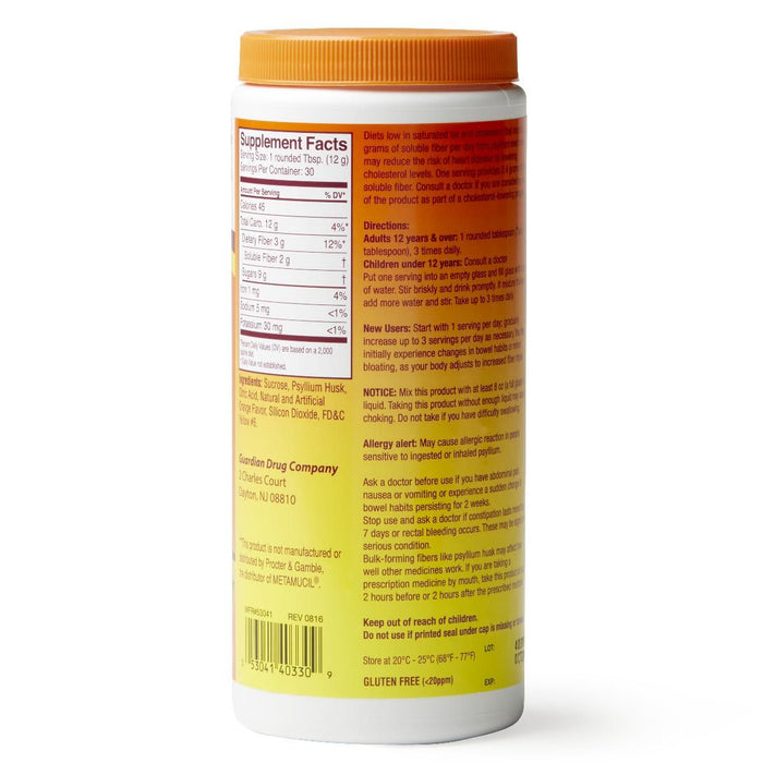 Suplemento en polvo de fibra de psyllium natural naranja 13 oz 1 unidad 