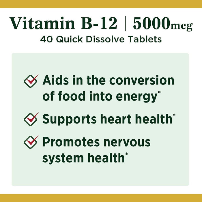 Nature's Bounty Vitamina B-12 5000 mcg 40 unidades